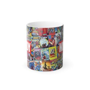 Color Changing Personalized Comic Book Mug, Custom Name Superhero Coffee Magic Mug, Customized Gift, Superhero Comic Characters Mug